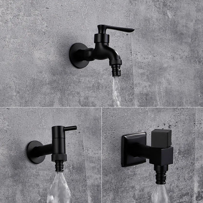 Black Brass Wall Mount Faucet G1/2 Tap Garden Washing Machine Use