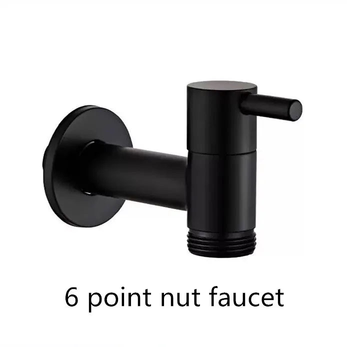 Black Brass Wall Mount Faucet G1/2 Tap Garden Washing Machine Use