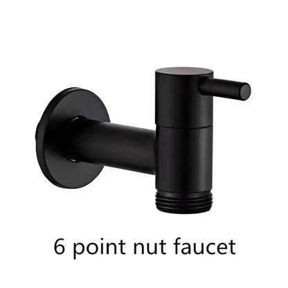 Black Brass Wall Mount Faucet G1/2 Tap Garden Washing Machine Use