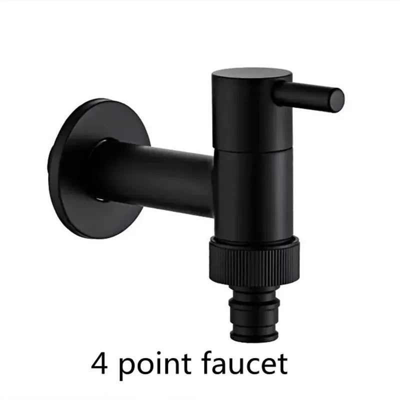 Black Brass Wall Mount Faucet G1/2 Tap Garden Washing Machine Use