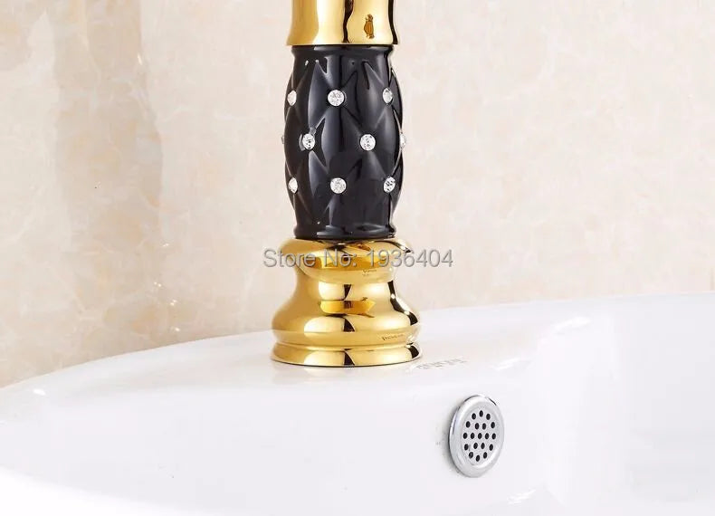 Horse Head Brass Bathroom Faucet – Gold Animal Design, Hot & Cold Mixer