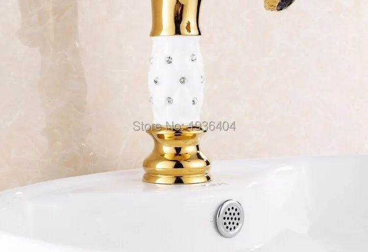 Horse Head Brass Bathroom Faucet – Gold Animal Design, Hot & Cold Mixer