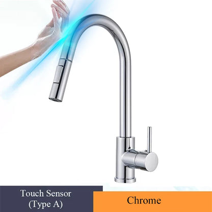 Brushed Gold Touch Sensor Kitchen Faucet 360°