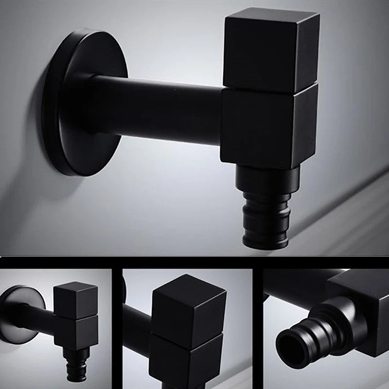 Black Brass Wall Mount Faucet G1/2 Tap Garden Washing Machine Use