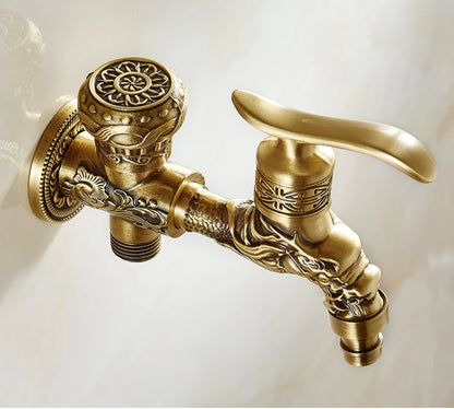 Antique Brass Dragon Garden Faucet – Outdoor Single Cold Tap