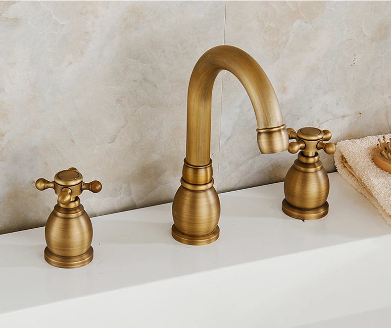 Antique Bronze Double Handle Bath Faucet