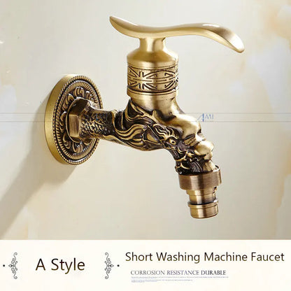 Antique Brass Dragon Garden Faucet – Outdoor Single Cold Tap