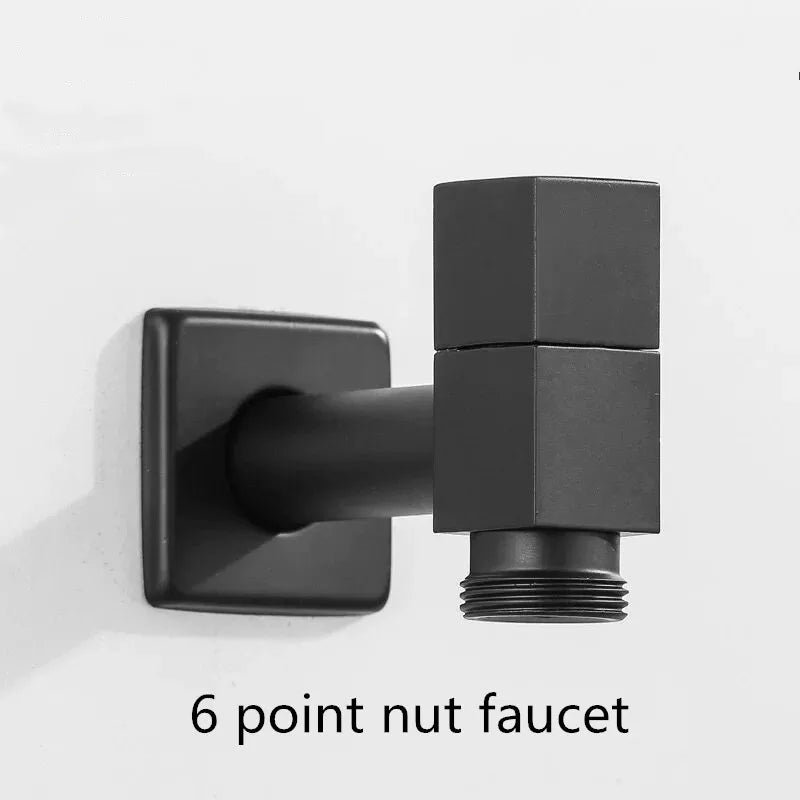 Black Brass Wall Mount Faucet G1/2 Tap Garden Washing Machine Use