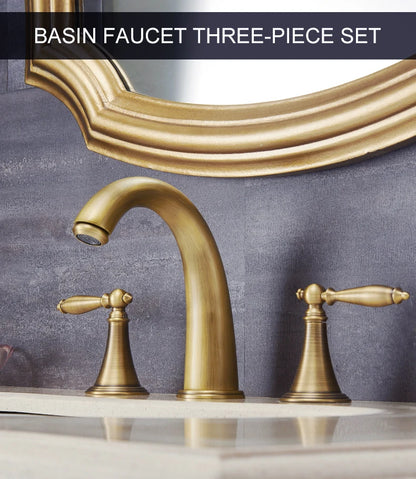 Antique Bronze Double Handle Bath Faucet