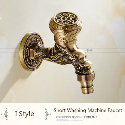 Antique Brass Dragon Garden Faucet – Outdoor Single Cold Tap