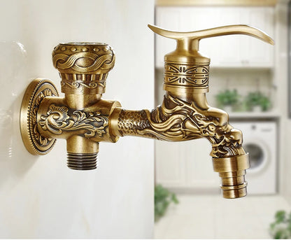 Antique Brass Dragon Garden Faucet – Outdoor Single Cold Tap