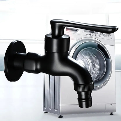 Black Brass Wall Mount Faucet G1/2 Tap Garden Washing Machine Use