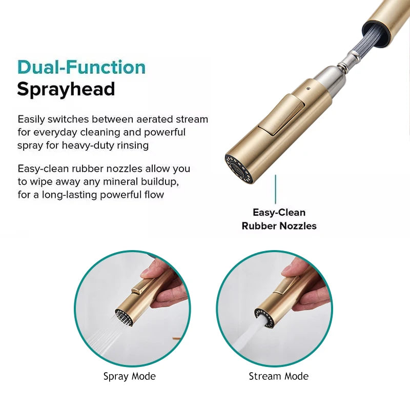 Brushed Gold Touch Sensor Kitchen Faucet 360°