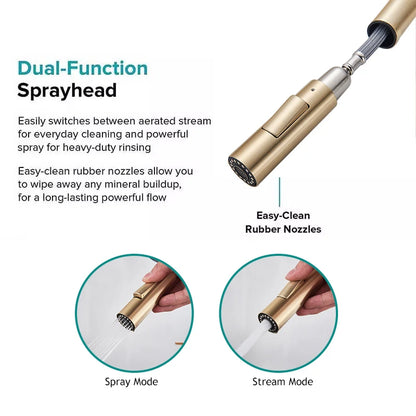 Brushed Gold Touch Sensor Kitchen Faucet 360°