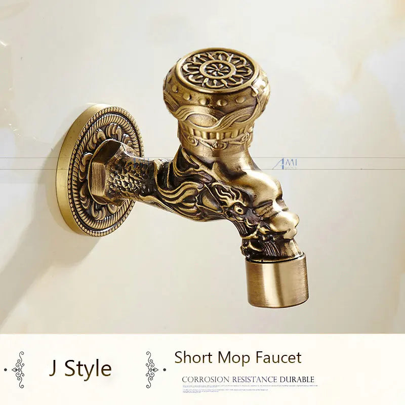 Antique Brass Dragon Garden Faucet – Outdoor Single Cold Tap