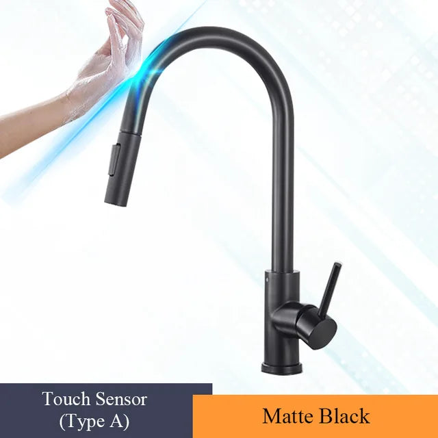 Brushed Gold Touch Sensor Kitchen Faucet 360°