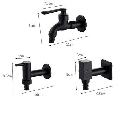 Black Brass Wall Mount Faucet G1/2 Tap Garden Washing Machine Use