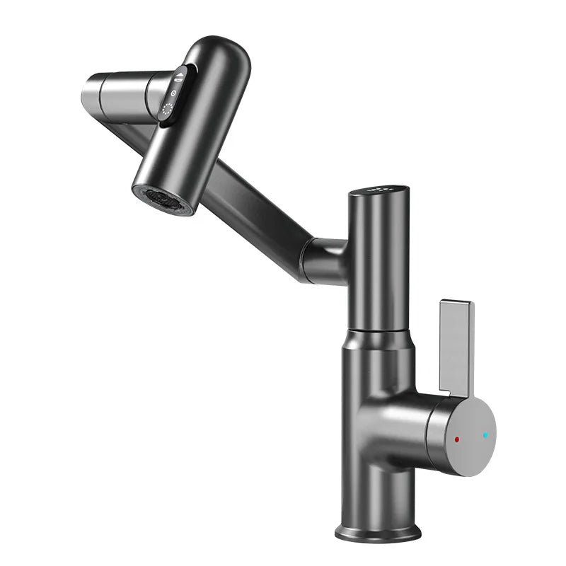 LED Digital Display Basin Faucet with 360° Rotating Sprayer