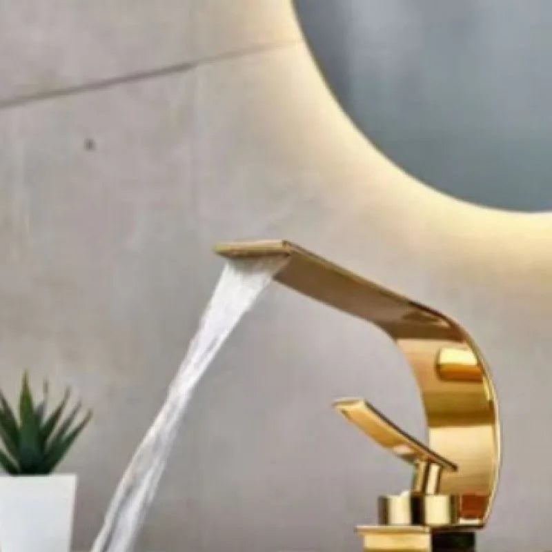 Waterfall Crescent Basin Faucet Hot Cold Bathroom Sink Mixer