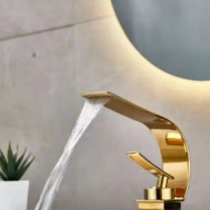 Waterfall Crescent Basin Faucet Hot Cold Bathroom Sink Mixer