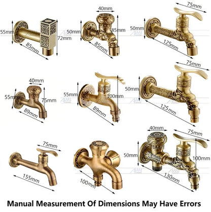 Antique Brass Dragon Garden Faucet – Outdoor Single Cold Tap