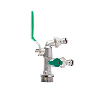 Brass Double Tap Faucet 3/4 Inch Dual Outlet Garden Valve Splitter