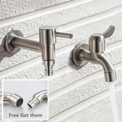 304 Stainless Steel Wall Mount Garden Faucet Brushed Outdoor Tap