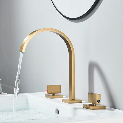 Brushed Gold Bathroom Basin Faucet Hot Cold Mixer Sink Tap