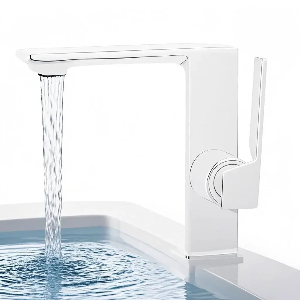 WJNMONE Matte Gray Brass Bathroom Basin Faucet – Hot & Cold