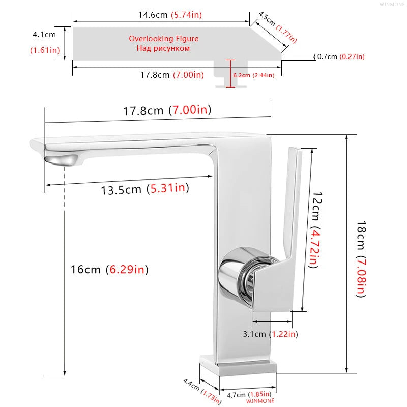 WJNMONE Matte Gray Brass Bathroom Basin Faucet – Hot & Cold