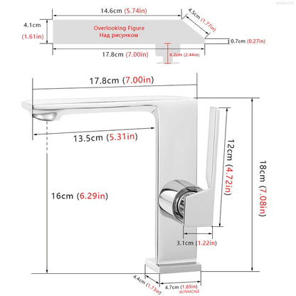 WJNMONE Matte Gray Brass Bathroom Basin Faucet – Hot & Cold