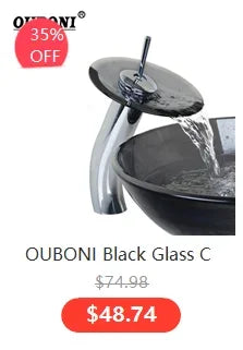 OUBONI Black Digital Display Basin Faucet – Hot & Cold Mixer, Modern Chrome Design
