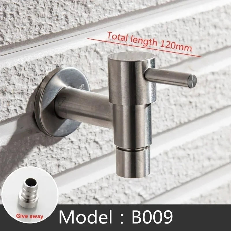 304 Stainless Steel Wall Mount Garden Faucet Brushed Outdoor Tap