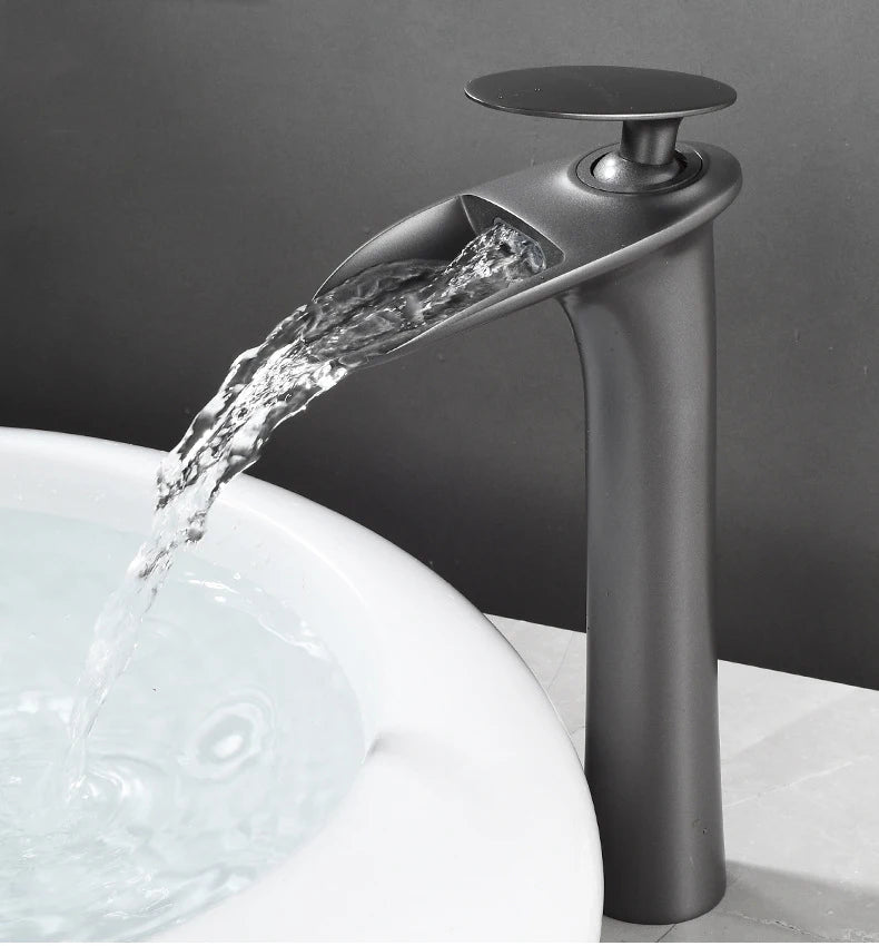 Antique Brass Waterfall Bathroom Faucet – Single Handle Basin Mixer Tap