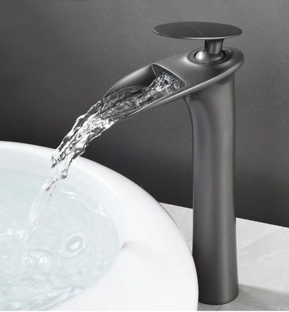 Antique Brass Waterfall Bathroom Faucet – Single Handle Basin Mixer Tap