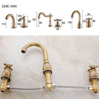 Antique Bronze Double Handle Bath Faucet