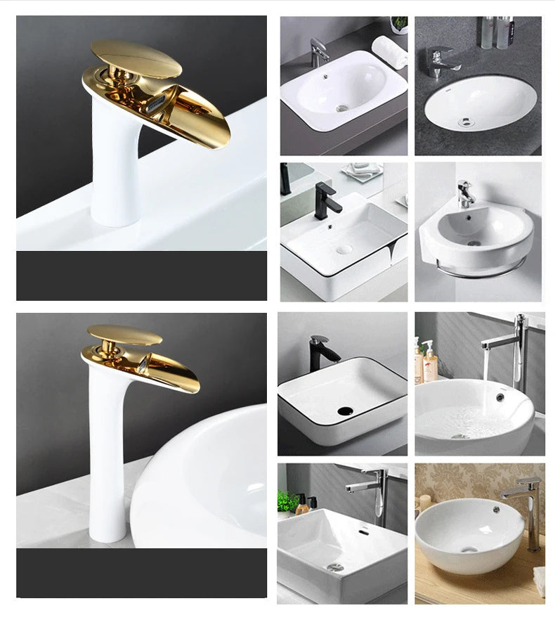 Antique Brass Waterfall Bathroom Faucet – Single Handle Basin Mixer Tap