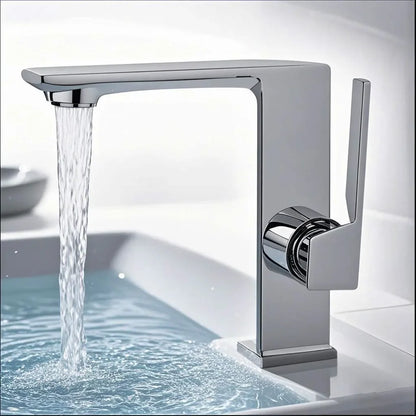 WJNMONE Matte Gray Brass Bathroom Basin Faucet – Hot & Cold