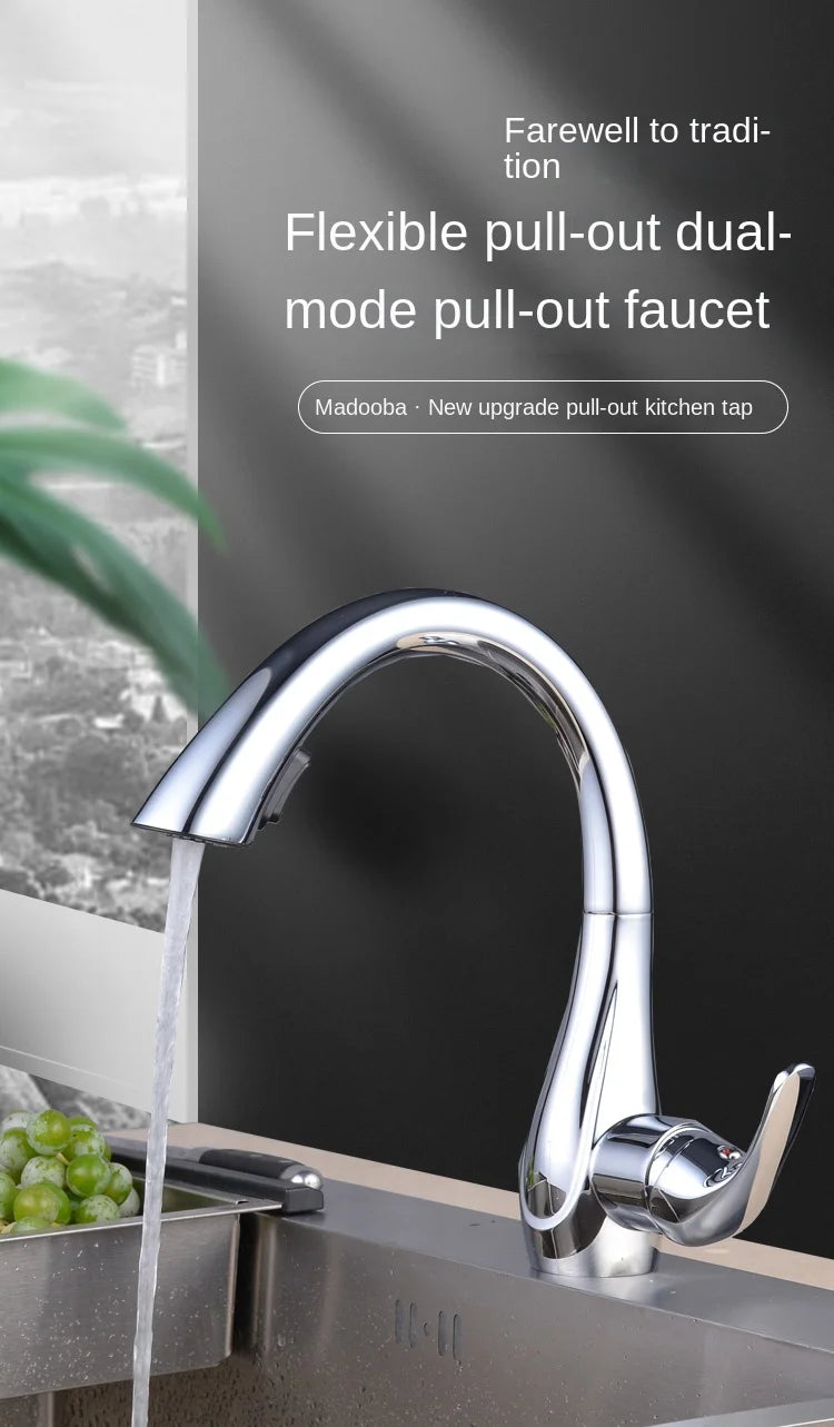 BAKALA Pull-Out Kitchen Faucet – Single Handle, 360° Swivel, Hot & Cold