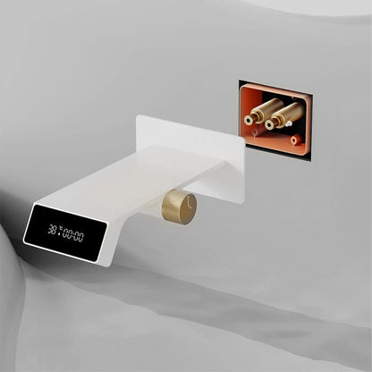 Gun Grey LED Digital Bathroom Faucet Waterfall Mixer Tap
