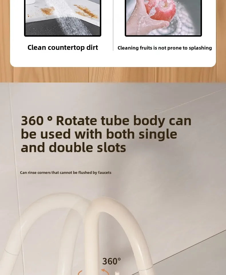 Cream Pull Out Kitchen Faucet Hot Cold Rotating Mixer Tap