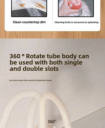 Cream Pull Out Kitchen Faucet Hot Cold Rotating Mixer Tap