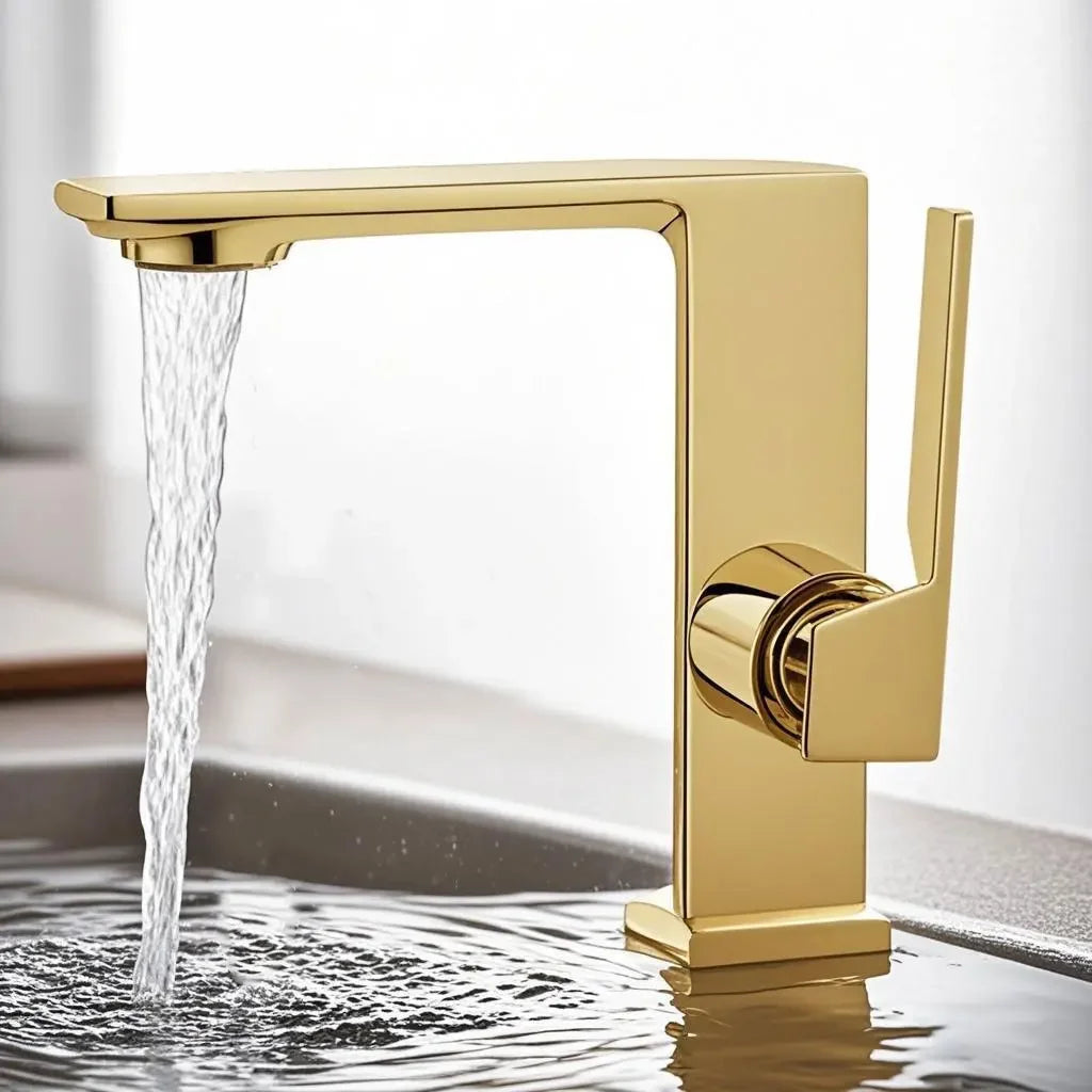 WJNMONE Matte Gray Brass Bathroom Basin Faucet – Hot & Cold