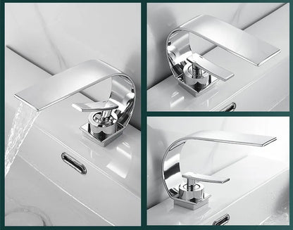 Waterfall Crescent Basin Faucet Hot Cold Bathroom Sink Mixer