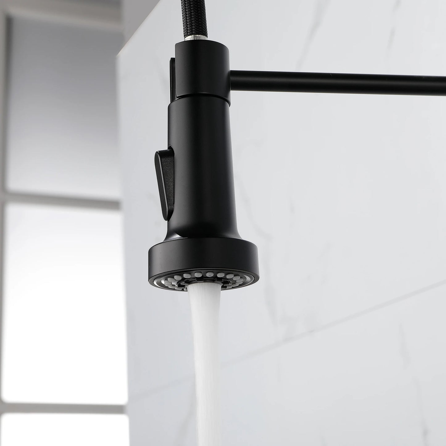 Solid Brass Pull Down Kitchen Faucet with High Arc Sprayer