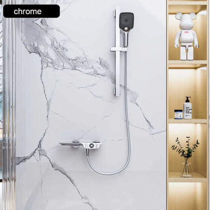 Wall-Mounted Bathtub Faucet with Temperature Display & Waterfall Shelf
