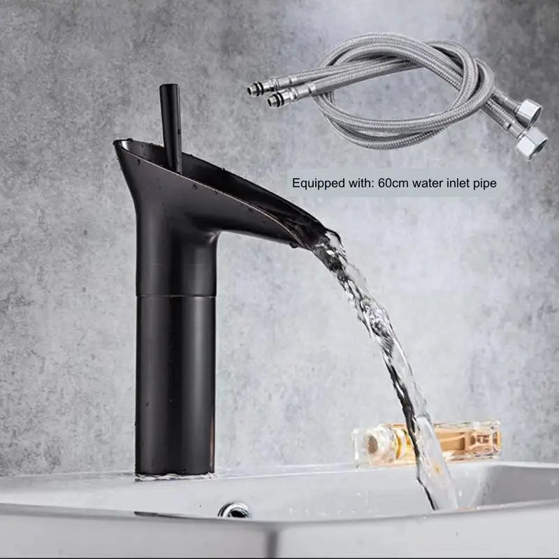 Luxury Waterfall Bathroom Basin Faucet – Hot & Cold, Single Lever