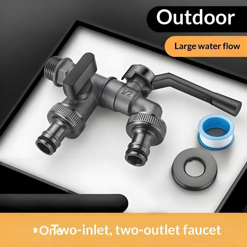 Freeze Proof Dual Outlet Garden Faucet Zinc Alloy G1/2 Tap Valve