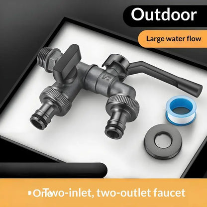 Freeze Proof Dual Outlet Garden Faucet Zinc Alloy G1/2 Tap Valve