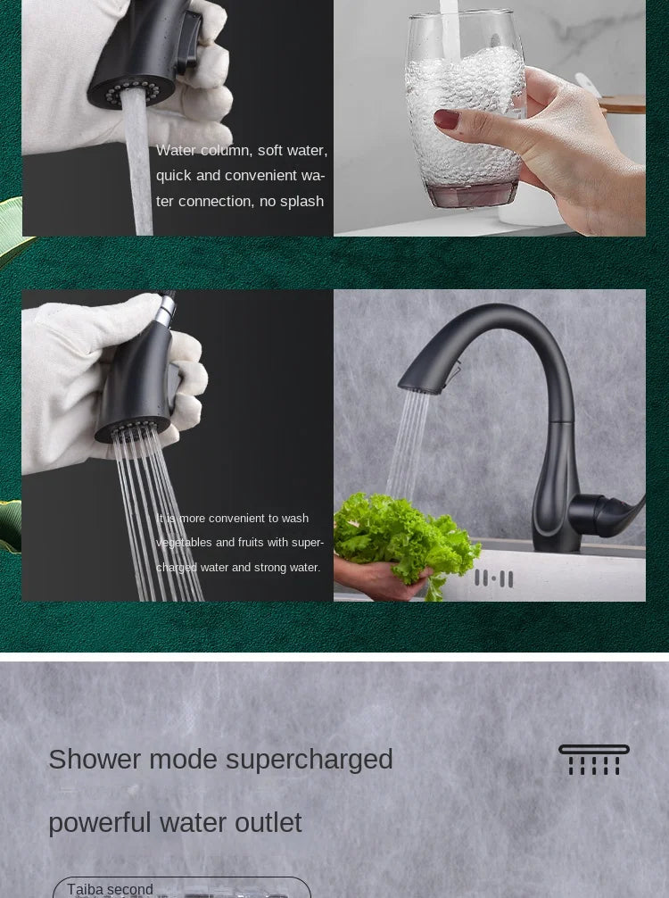 BAKALA Pull-Out Kitchen Faucet – Single Handle, 360° Swivel, Hot & Cold